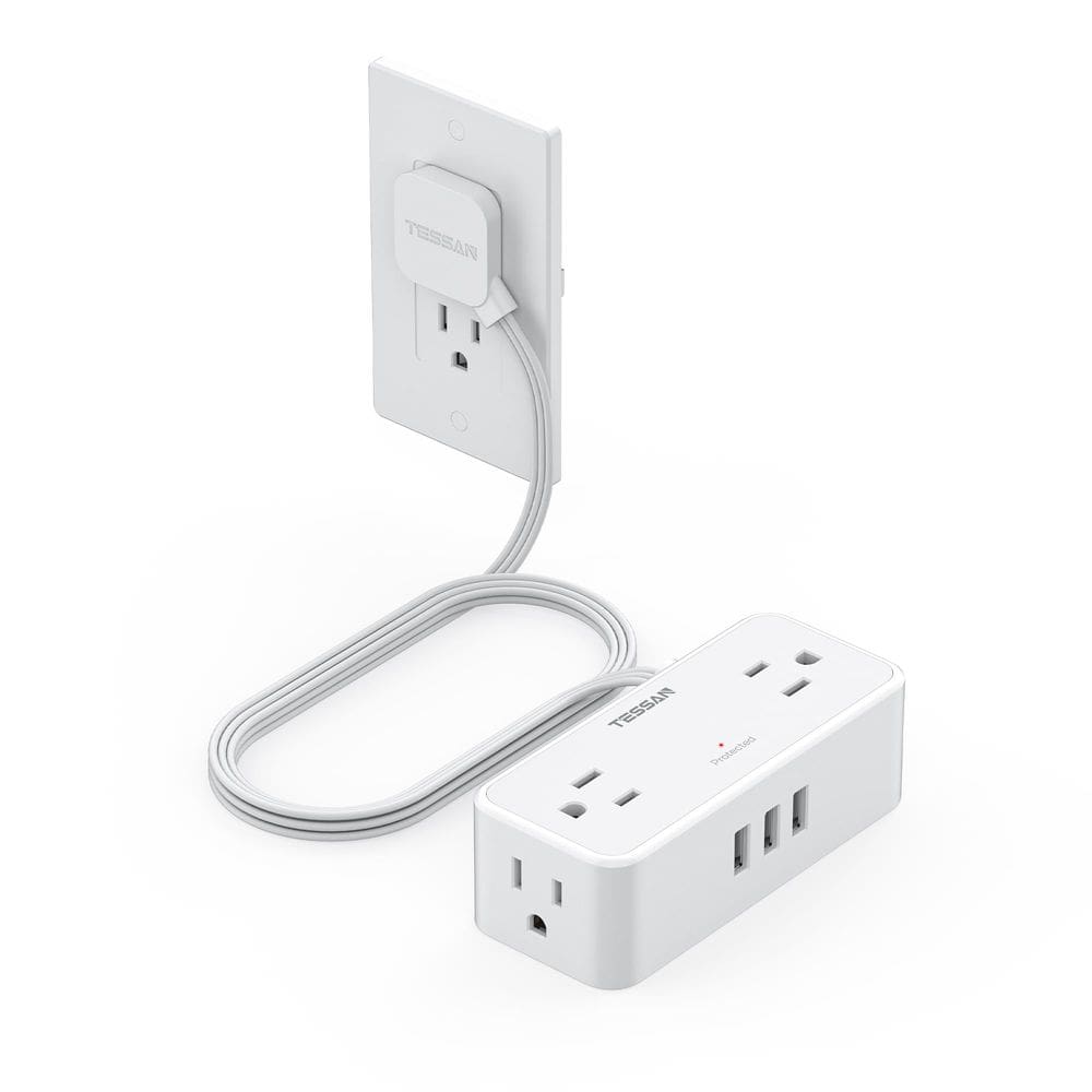 Protetor de sobretensão Power Strip TESSAN 7 em 1 com 4 tomadas, 3 USB