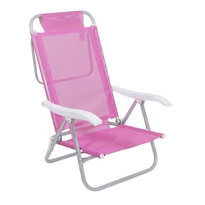 Cadeira Reclinável Sunny 6 Posições Em Alumíno Para Praia Piscina Camping Rosa - 063010 Belfix