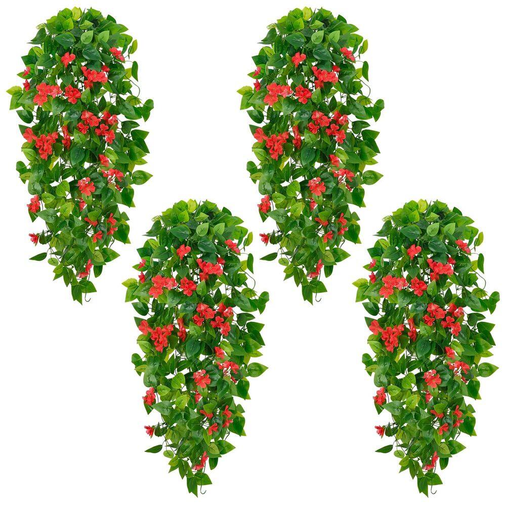Flores artificiais suspensas BLEUM CADE Pothos Vines x4 com vermelho
