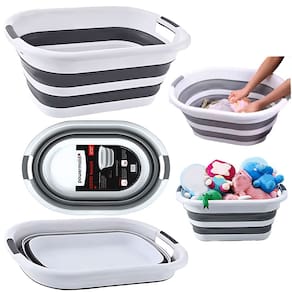 Cesto Dobrável Bacia Silicone 26 Litros Powermaid Lavar Roupas Casa Organizada