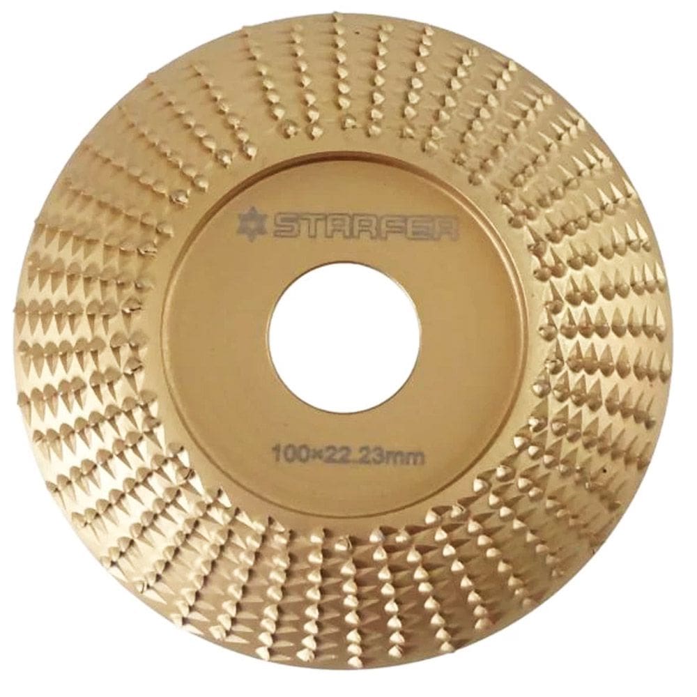 Disco de Aço Curvo 100mm Starfer p/ Desbaste de Madeira e Plástico Furo 22.2mm p/ Esmerilhadeira 13.300 RPM
