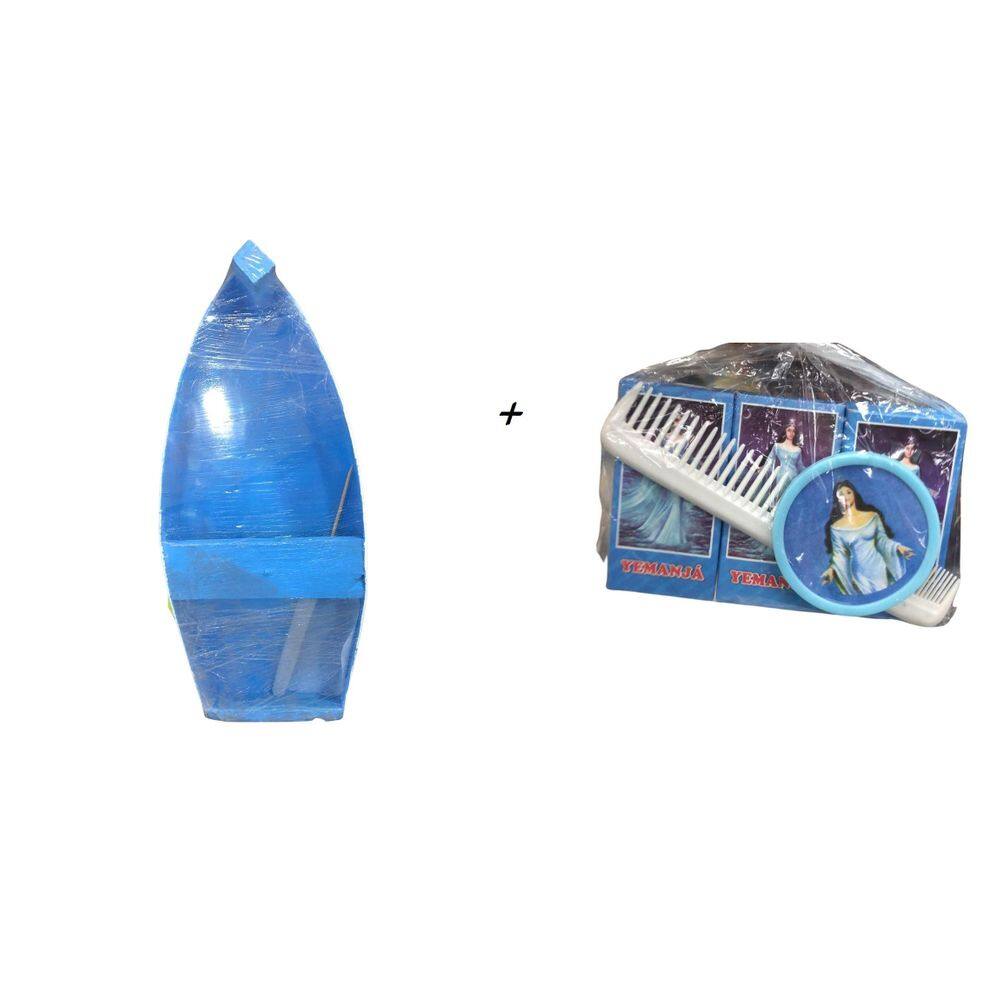Barco De Iemanjá 30Cm + Kit Pente Espelho Perfume Sabonete