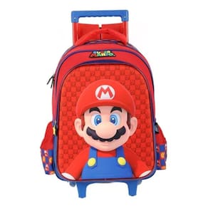 Mochila Escolar Infantil com Rodinhas Super Mario IC41402MO Azul - Maxlog