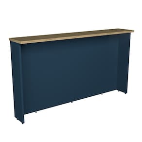 Bancada Ilha 200cm Cozinha Sevilha Azul Órion/Carvalho Marrom