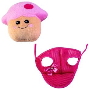 Kit Boné E Pelúcia Cogumelo Para Cães E Gatos - Gg