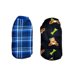 Kit 2 Roupas Cães Soft Inverno Preto/Azul - Tam. E