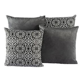 Kit 4 Almofadas Jacquard Decorativas 40X40 Cinza - 012