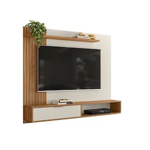 Painel Suspenso para TV até 65" Berlim 160cm Cor Nature e Off White - Peternella