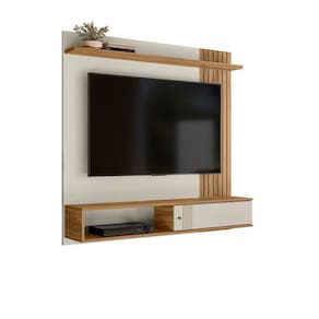 Painel Suspenso para TV até 55" Milao 136cm Cor Off White e Nature - Peternella