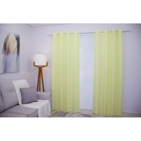 Cortina Oxford Amarelo-Bebê 3,00 x 2,70 Sala/Quarto Varão