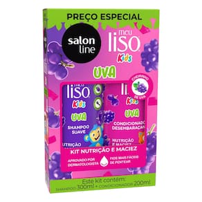 Kit Salon Line Meu Liso Kids Uva Shampoo 300ml+Cond 200ml