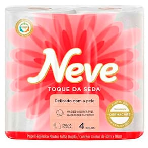 Kit Papel Higiênico Folha Dupla 3un 30m com 4 Rolos Neve