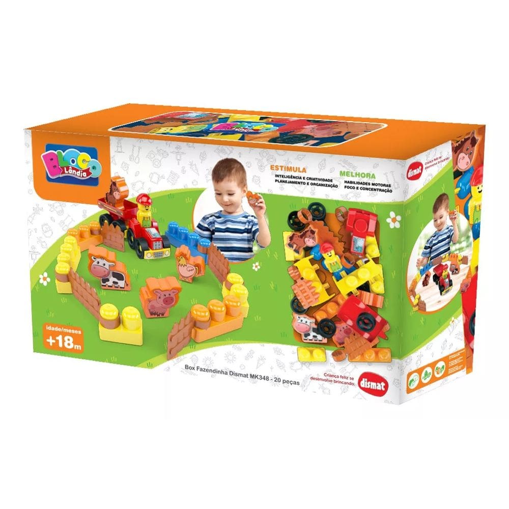 Blocos De Montar Box Fazendinha 20 Peças Dismat - MK348
