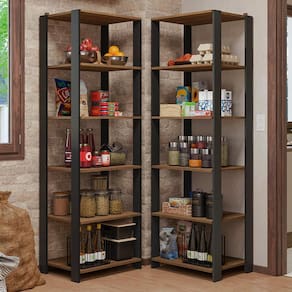 Armário Estante Multiuso Organizador Despensa de Canto 10 Prateleiras 118cm Rustic/Preto Madesa