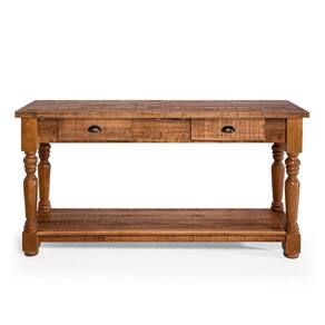 Aparador Rústico Decorativo Em Madeira Maciça Bh 150cm Com Pés Torneados - Natural - Bege