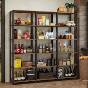 Armário Estante Multiuso Organizador Despensa 15 Prateleiras 177cm Rustic/Preto Madesa