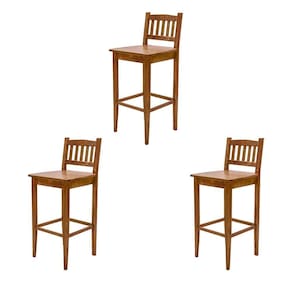 Kit 3 Banquetas Gourmet Rústica Para Restaurantes Em Madeira Maciça Bh - Natural - Bege