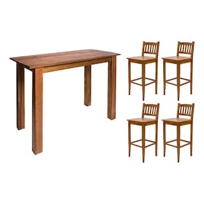 Conjunto Decorativo Aparador 1,30m Com 4 Banquetas Bh Para Hall De Apartamento Em Madeira Maciça - N - Bege