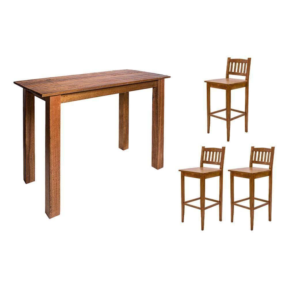 Conjunto Decorativo Aparador 1,60m Com 3 Banquetas Bh Para Hall De Apartamento Em Madeira Maciça - N - Bege