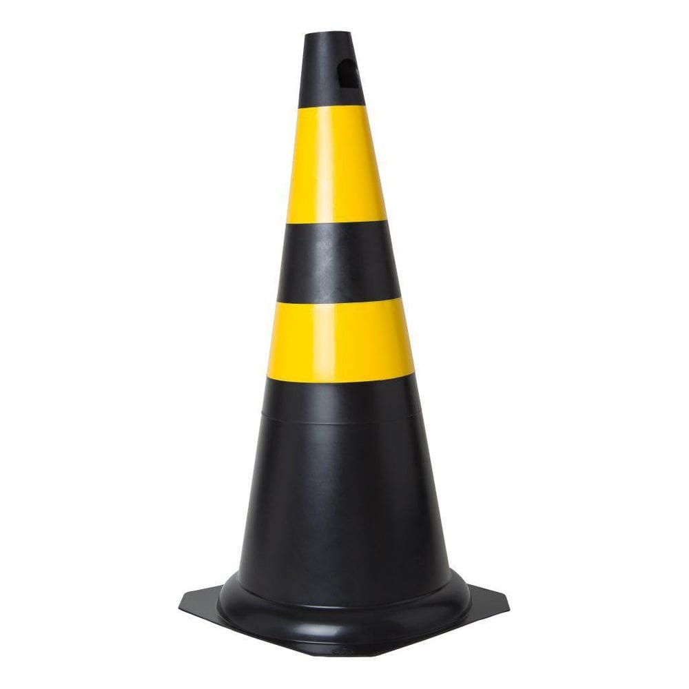 Cone Em Pvc 75Cm Preto E Amarelo