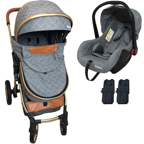 Carrinho de Bebe com Bebe Conforto Passear Baby Ares Plus Cinza