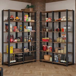 Armário Estante Multiuso Organizador Despensa de Canto 20 Prateleiras 236cm Rustic/Preto Madesa