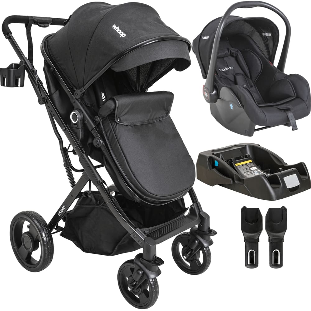 Carrinho de Bebe Kiddo Vox II com Bebe Conforto e Base Preto