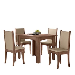 Conjunto Sala de Jantar Giovana 1,10 com 04 Cadeiras Amendoa 02A