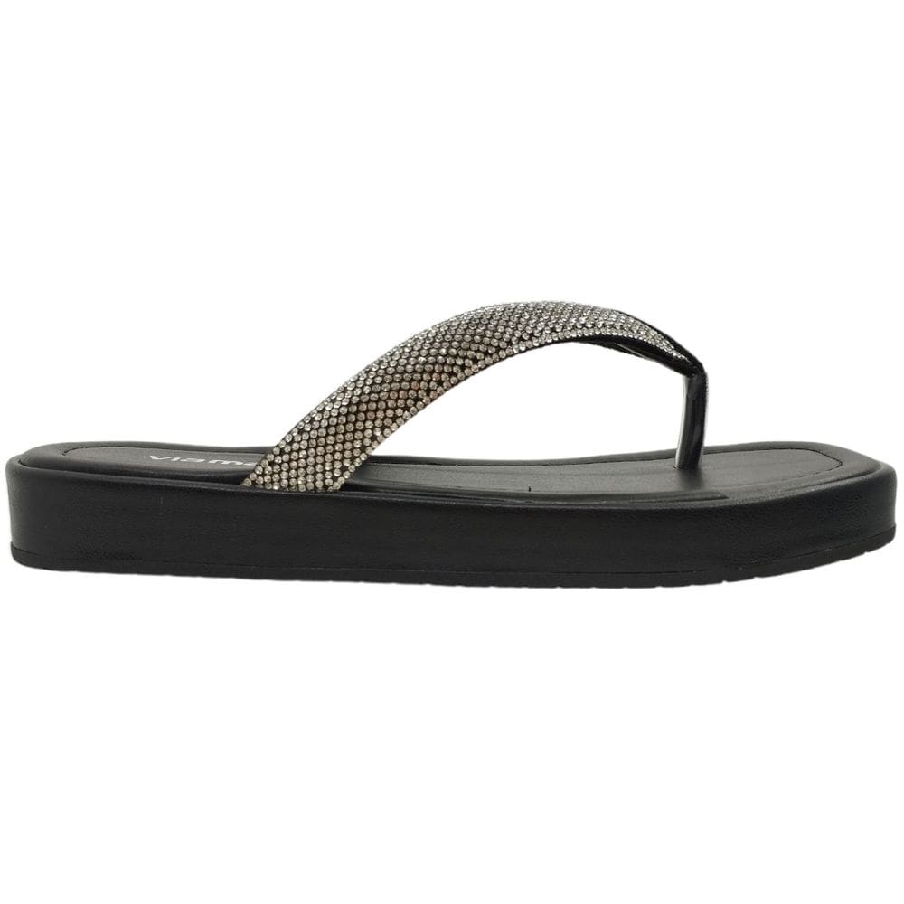 Tamanco Dedo Feminino Casual Dia a Dia FlatForm com Strass Via Marte 178-001