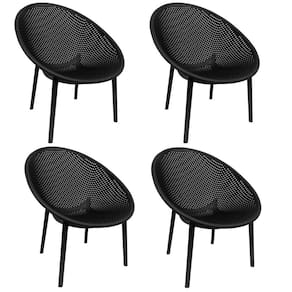 Kit com 4 Poltronas para Jardim e Área Externa Drops Preto