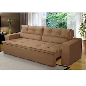 Sofá Retrátil e Reclinável 2 lugares com Molas 1,80m Veronica Suede Capuccino Madelina