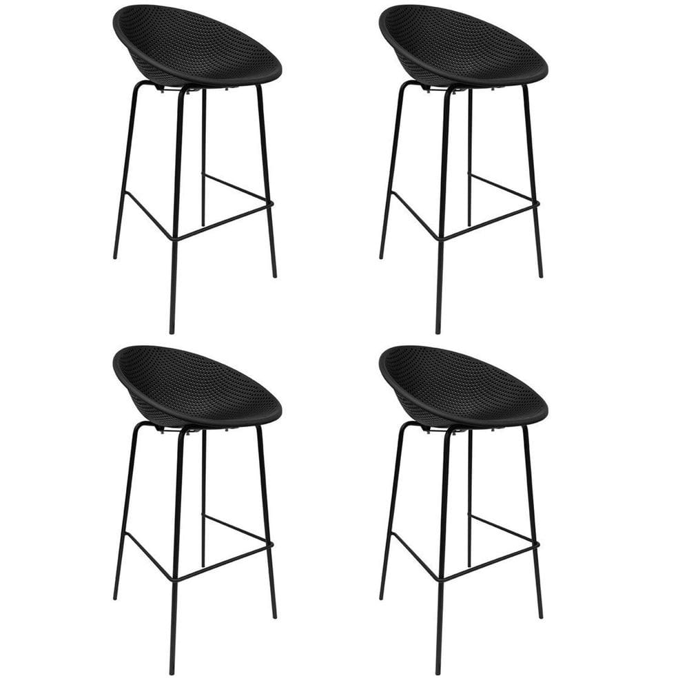 Kit com 4 Banquetas de Jardim Drops Preto