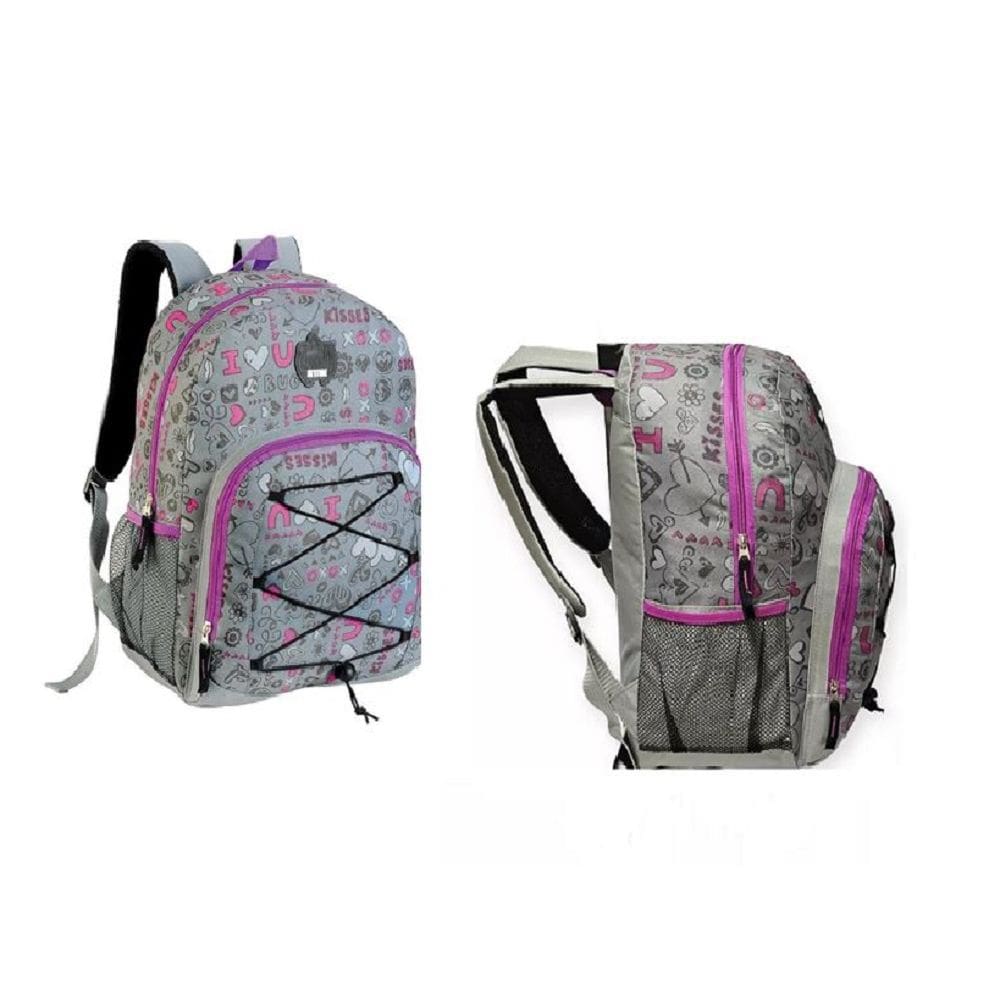 Mochila Juvenil  Cinza e Roxo - Rignel
