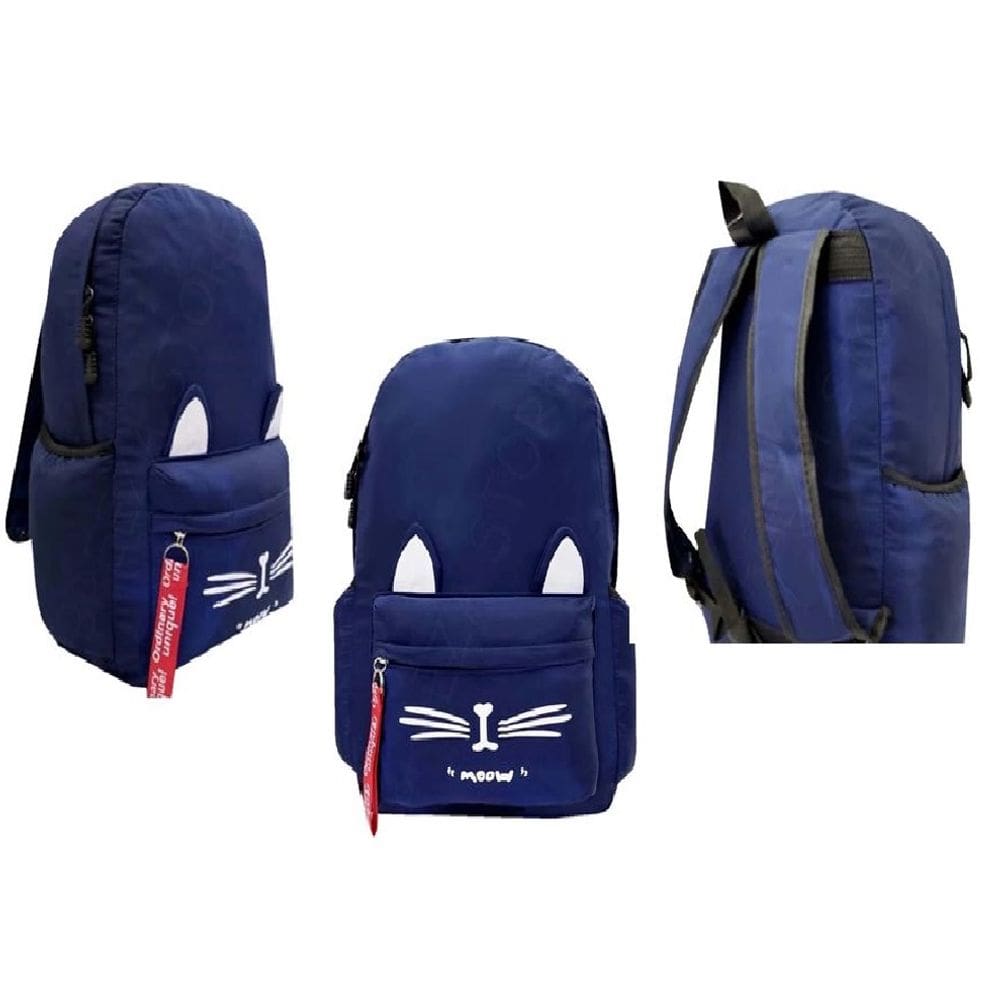 Mochila Juvenil Gatinho Azul Escuro C/ Estojo - Rignel