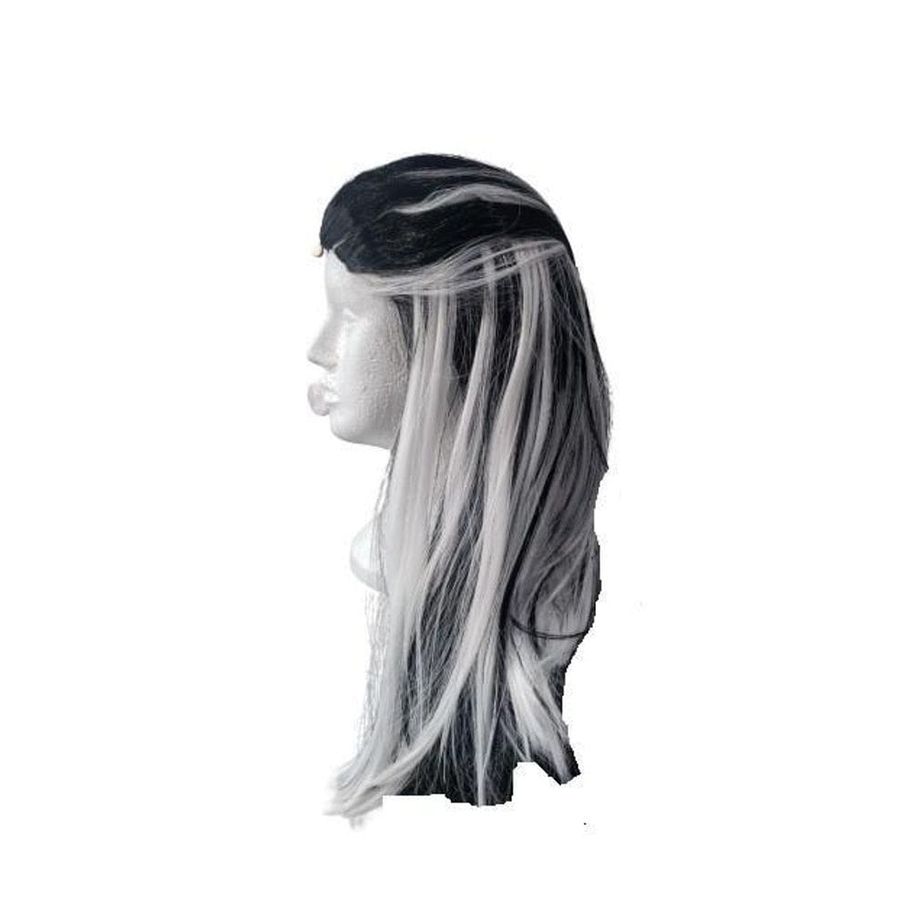 Peruca Monstrinha Branco Com Preto 55 Cm Cosplay