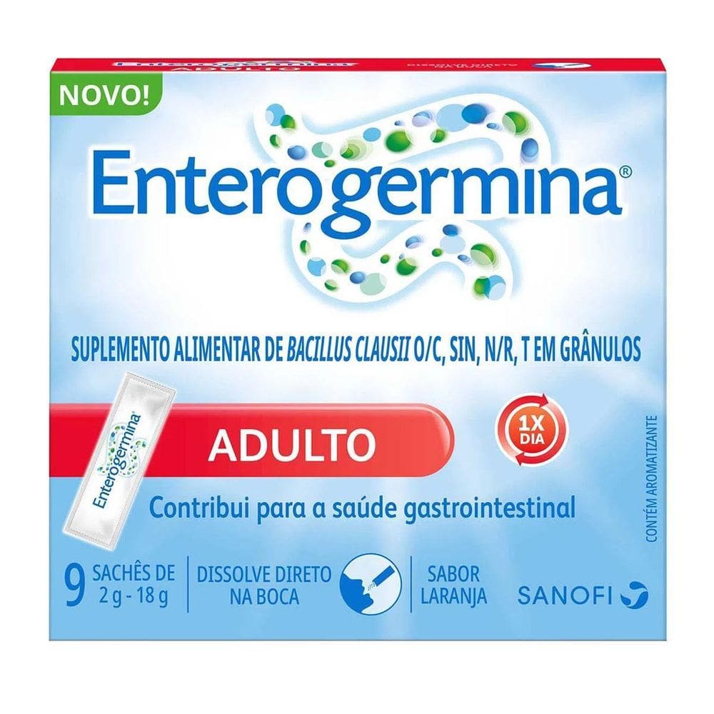 Enterogermina Adulto Com 9 Sachês De 2 Gramas Cada