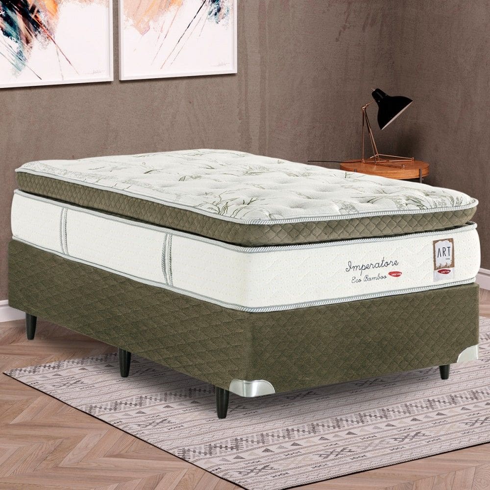 Colchão Solteiro Imperatore Eco Bamboo D28 com Molas Ensacadas 96x203 Verde - Herval