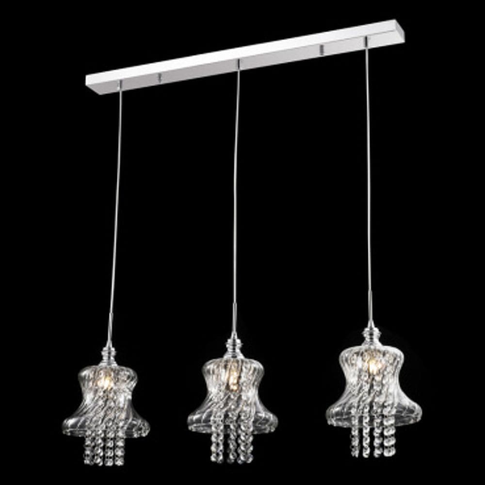 Pendente Triplo Vidro Transparente com Cristais 3G9 PE-012/3.80 Mais Luz