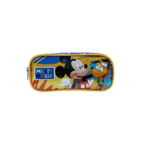 Estojo Disney Mickey Azul - Poliéster/PVC - 5x10x23cm