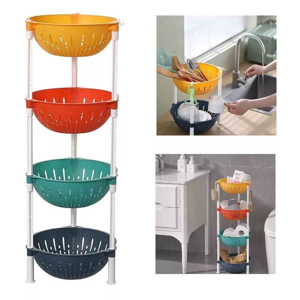 Estante Colorida Organizador Infantil Chao Fruteira 4 Prateleiras Porta Brinquedos Cesto Roupas Cozinha Banheiro Multius