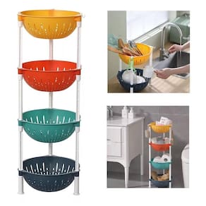 Estante Colorida Organizador Infantil Chao Fruteira 4 Prateleiras Porta Brinquedos Cesto Roupas Cozinha Banheiro Multius