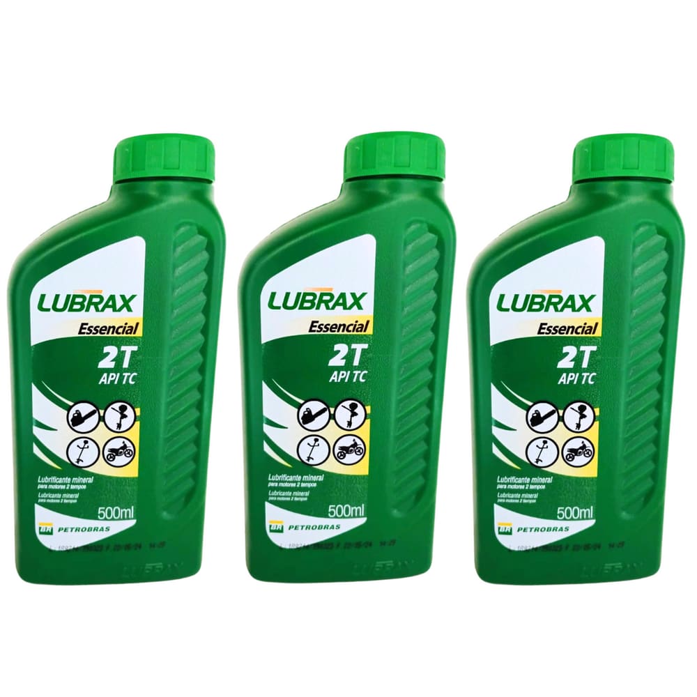 Kit 3 Óleo Lubrax Essencial 500ml 2 Tempos Roçadeira Motos
