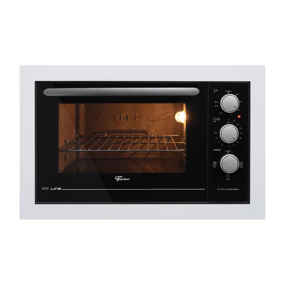 Forno de Embutir Elétrico Fischer Fit Line 48L com Timer e 3 Funções Branco 220V