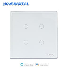 Interruptor smart 4x4 WiFi 4 botões Touch Alexa Google - BRANCO