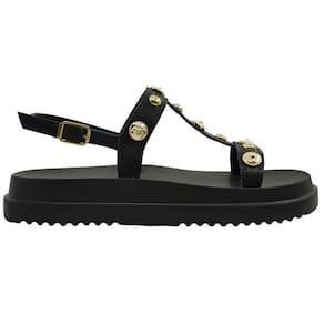 Sandália Feminina Papete Flatform Casual Dia a Dia Passeio Trabalho com Apliques Metalizados Dakota Y7832