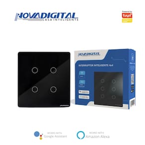 INTERRUPTOR 4 BOTOES 4x4 WI-FI PRETO COMPATIVEL  ALEXA GOOGLE