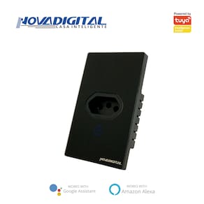 Tomada Smart de Embutir Wi-fi 20a Com Medidor De Consumo PRETO