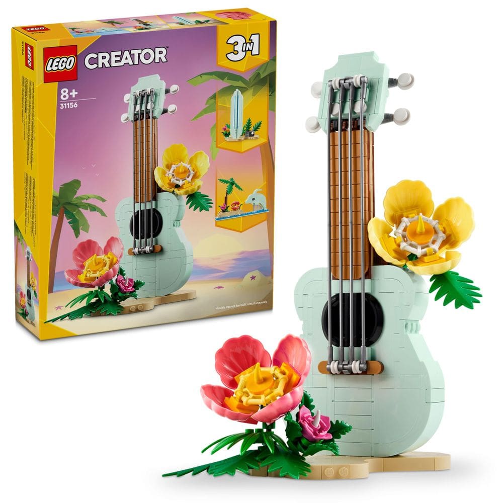 Ukulele tropical 3 em 1 de brinquedo LEGO Creator 31156 para crianças a partir de 8 anos