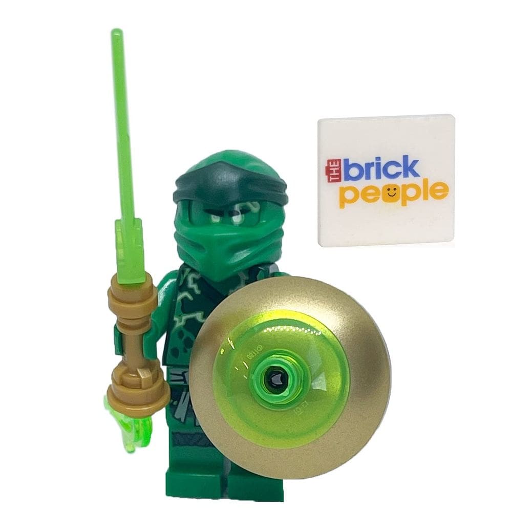 Figura LEGO Lloyd com espada e escudo Green Flame de 5 cm de altura
