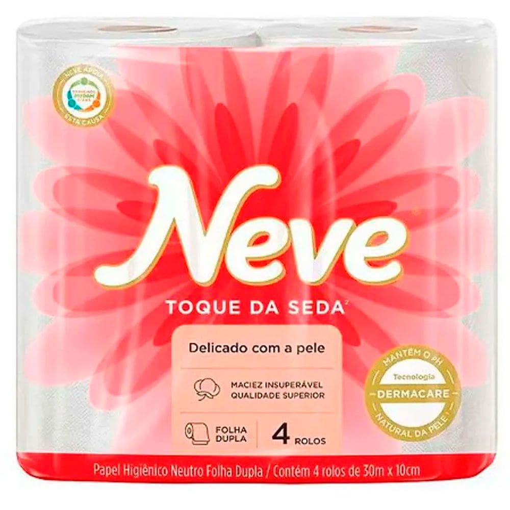Papel Higiênico Folha Dupla 30m com 4 Rolos Neve